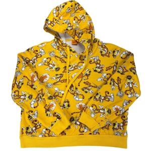 Cheetos Chester Cheetah AOP‎ Hoodie XL Yellow Fleece Lined Y2K Streetwear